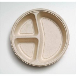 10" 3 Compartment Bamboo  plate 