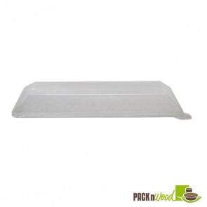 Clear Recyclable Lid for Rectangular Samurai - Wooden Tray - 8.4 x 3.3 x 1.1 in.
