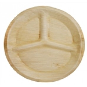 11" Compostable 3-Compartment Palm Plate
