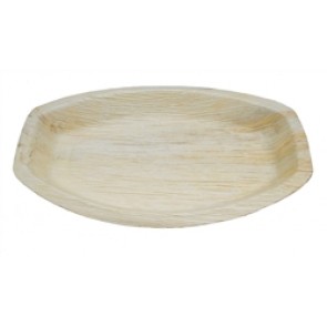 14" x 10" Compostable Rimmed Oval Palm Platter 