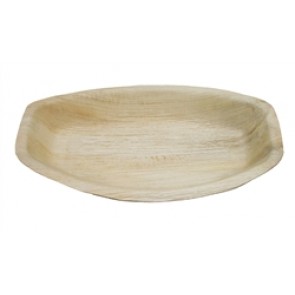 11" x 8" Compostable Rimmed Oval Palm Platter
