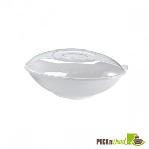 Recyclable Clear Lid for Bio 'n' Chic - Oval Sugarcane Bowl - 10.6 x 6.2 in. - 44oz