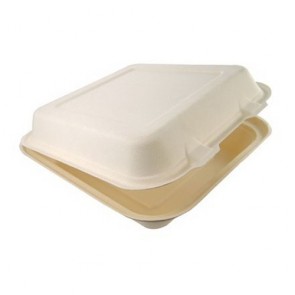 9.75" x 9.75" x 3" 1-Compartment Bagasse Lunchbox 