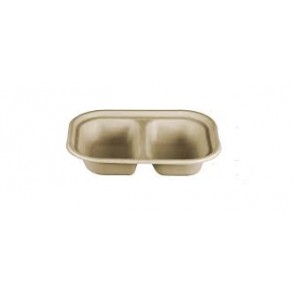 Compostable Wheatstraw 2-Compartment Tray
