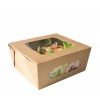Kraft Paper Salad Box with 2 Windows - 16oz