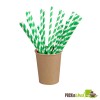 Individually Wrapped Green Striped Paper Straws - 7.75 in