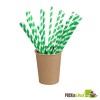 Unwrapped Green Striped Paper Straws - 7.75 in