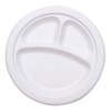 10" 3-Compartment Stalkmarket Biodegradable Plates Sugarcane, Compostable, Natural White