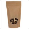 6-1/2" X 3" X 11"  Kraft Window Stand-Up Zipper Pouch, Kraft