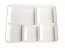 8.5" x 10.5" 5-Compartment Biodegradable Lunch Trays Stalk Market, Sugarcane, Compostable, Natural White