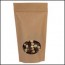 6-1/2" X 3" X 11"  Kraft Window Stand-Up Zipper Pouch, Kraft